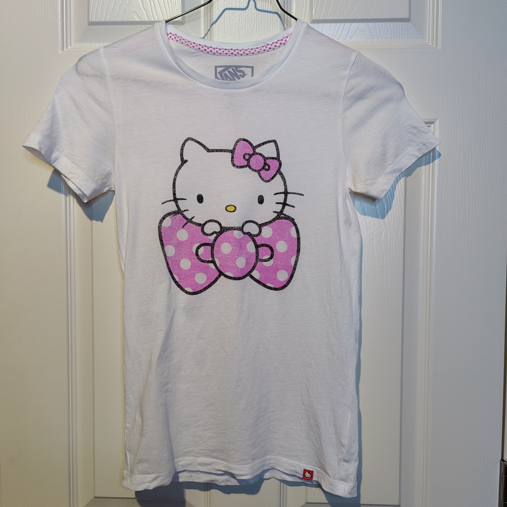 Vans White and Pink Short Sleeve Tee